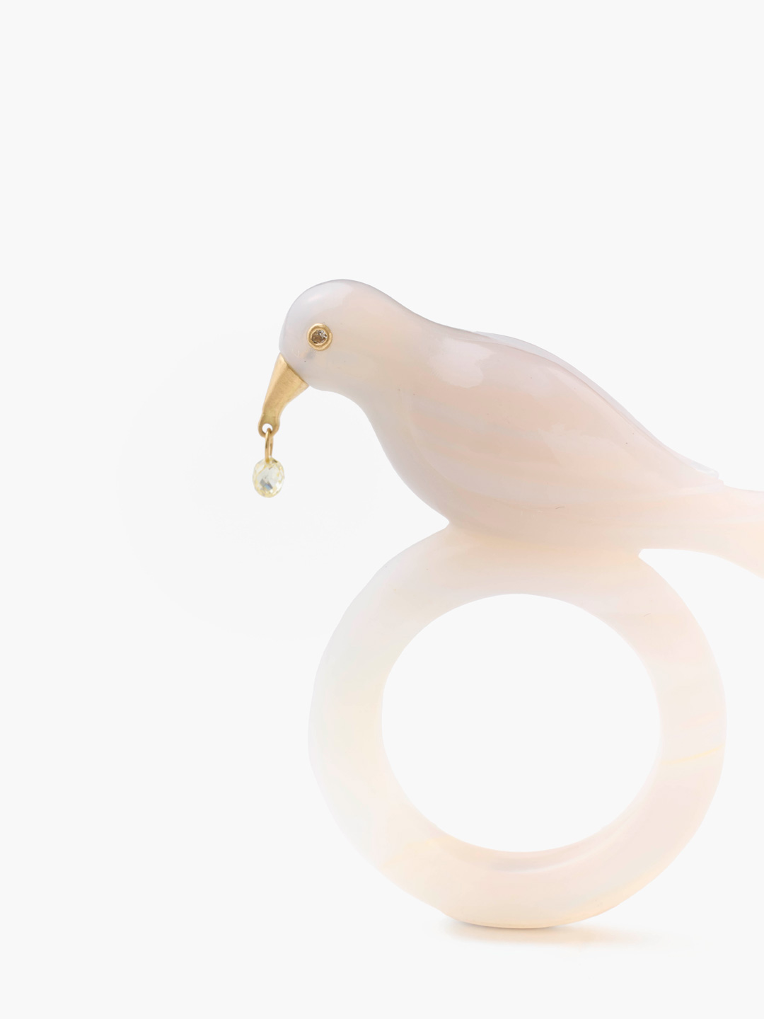 水精 K18 Grey Agate Alouette Ring 【su001-agate】 - Yellow Gold