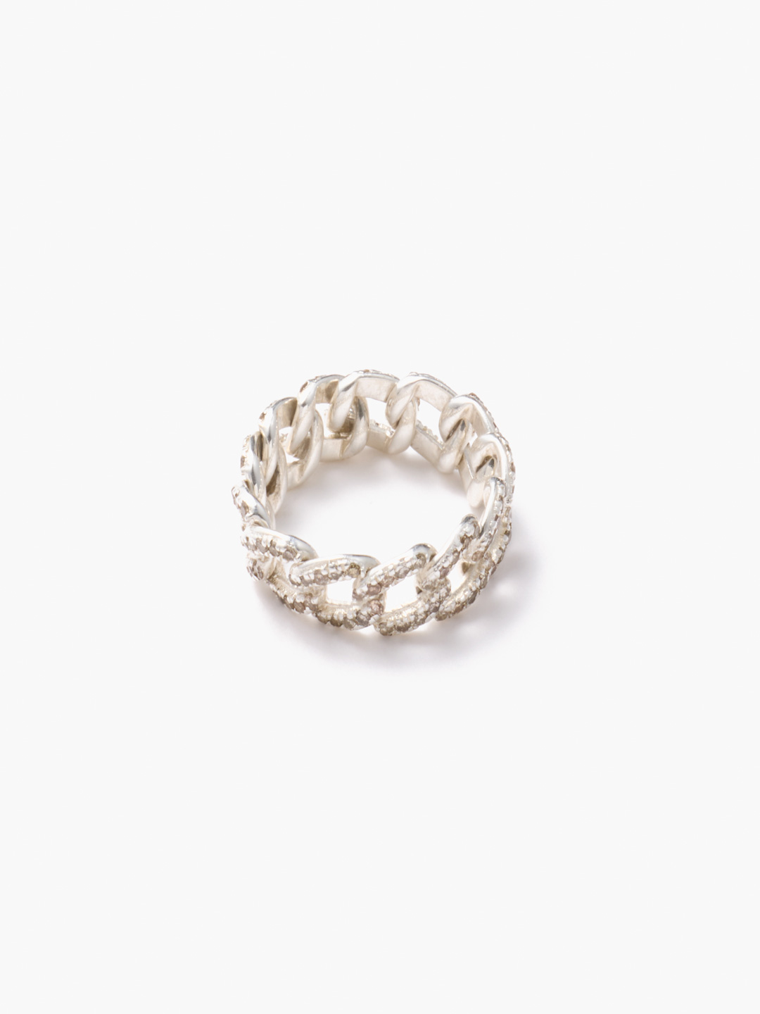 天の川 SV925 Brown Diamonds Chain Ring - Silver