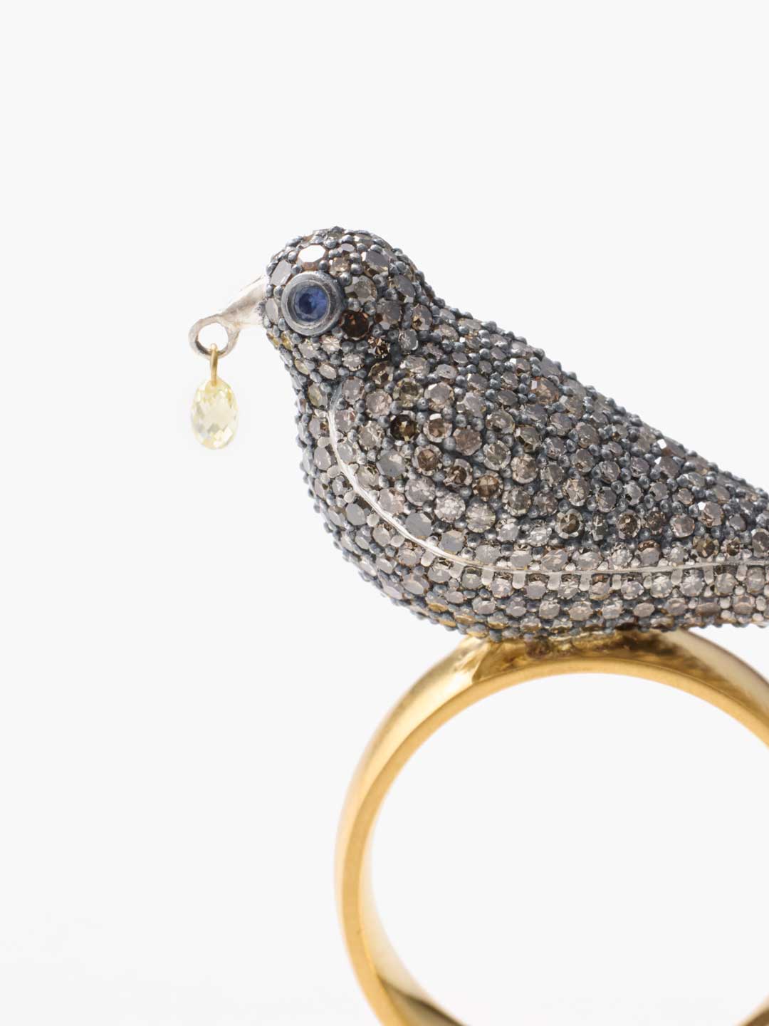 歌あわせ K18YG × Silver925 Pave Diamonds Alouette Pave Ring 【ar005】 - Multi