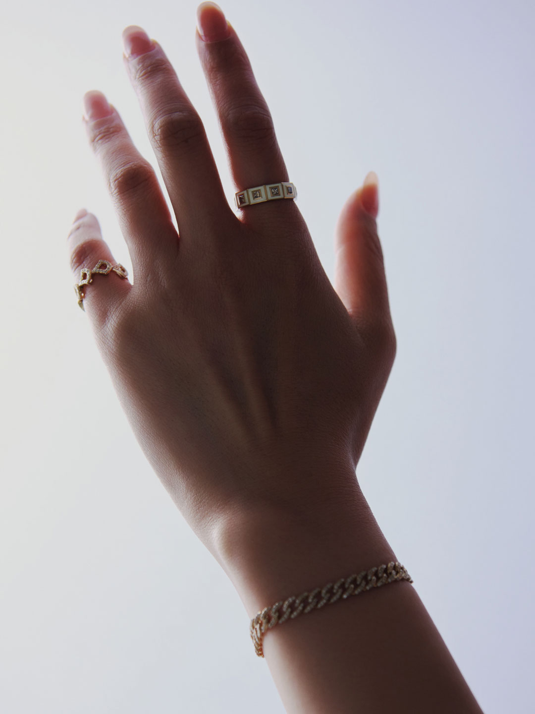 天の川 K18YG Meandros Pave Diamonds Chain Pinky Ring 【lf006】 - Yellow Gold