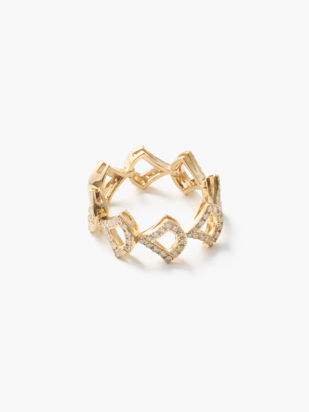 天の川 K18YG Meandros Pave Diamonds Chain Pinky Ring - Yellow Gold