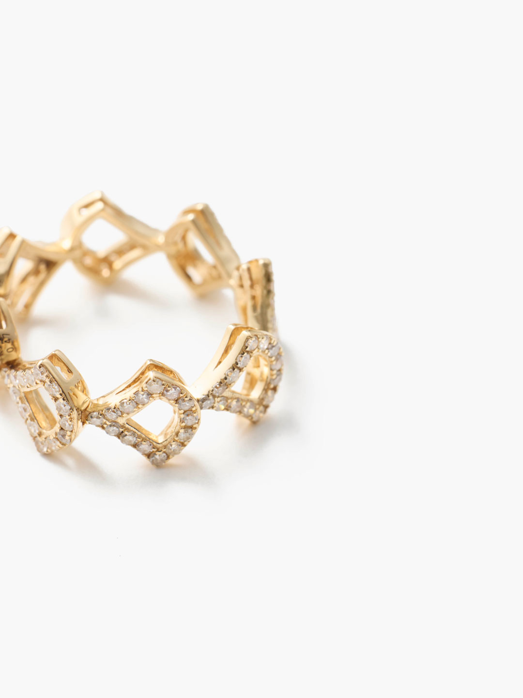 天の川 K18YG Meandros Pave Diamonds Chain Pinky Ring 【lf006】 - Yellow Gold