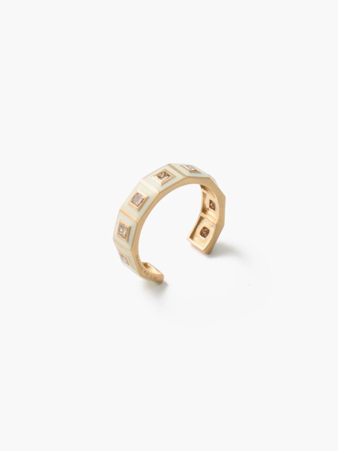 天の川K18 Brown Diamonds With Enamel Eternity CuffRing - Yellow Gold