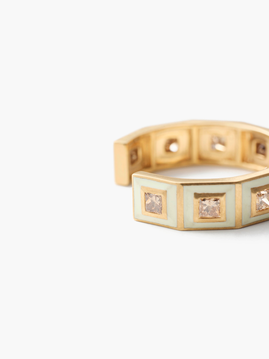 天の川K18 Brown Diamonds With Enamel Eternity CuffRing 【gp017】 - Yellow Gold