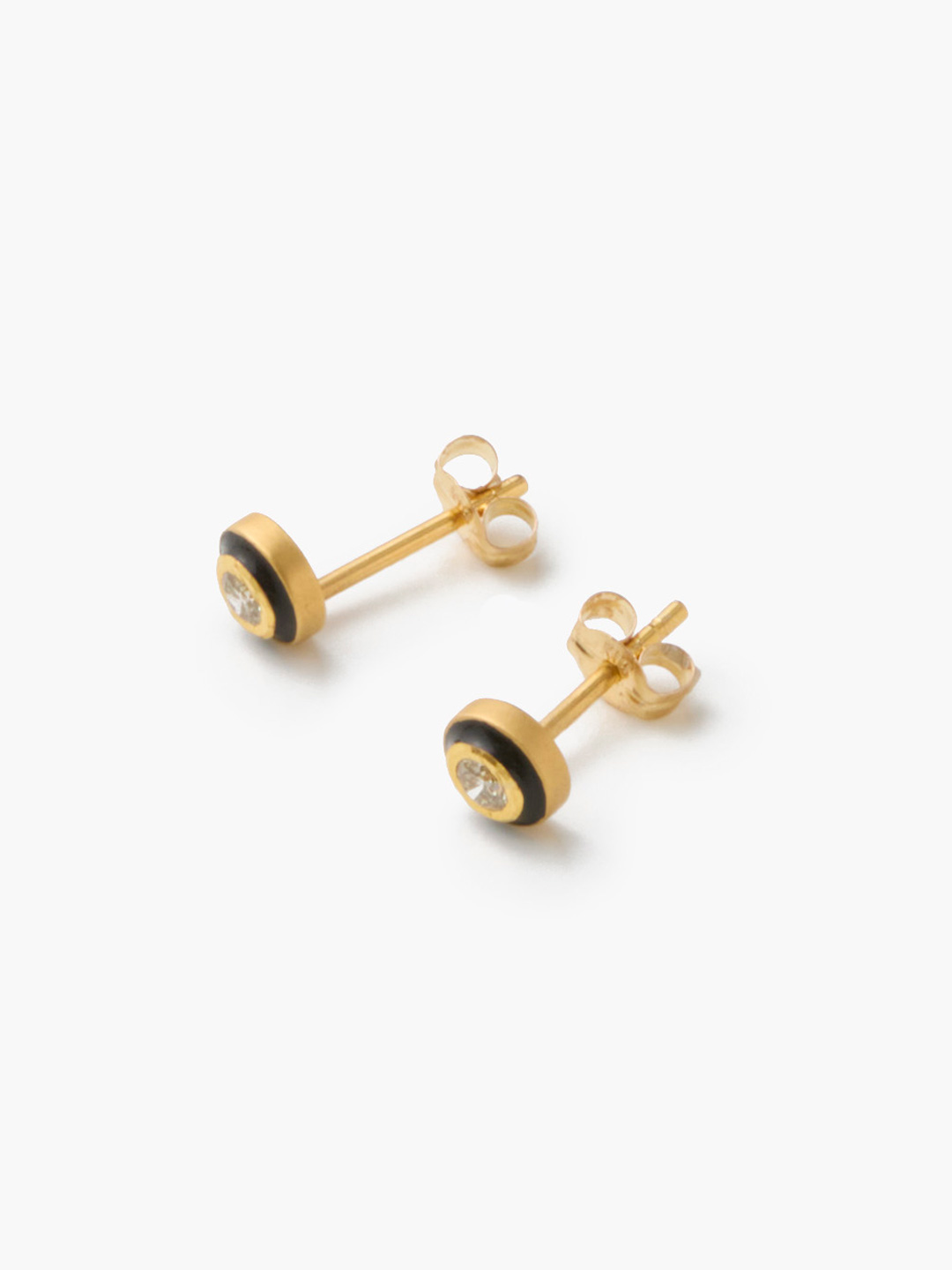白露 K18 Diamond With Enamel Studs 【gm001】 - Yellow Gold
