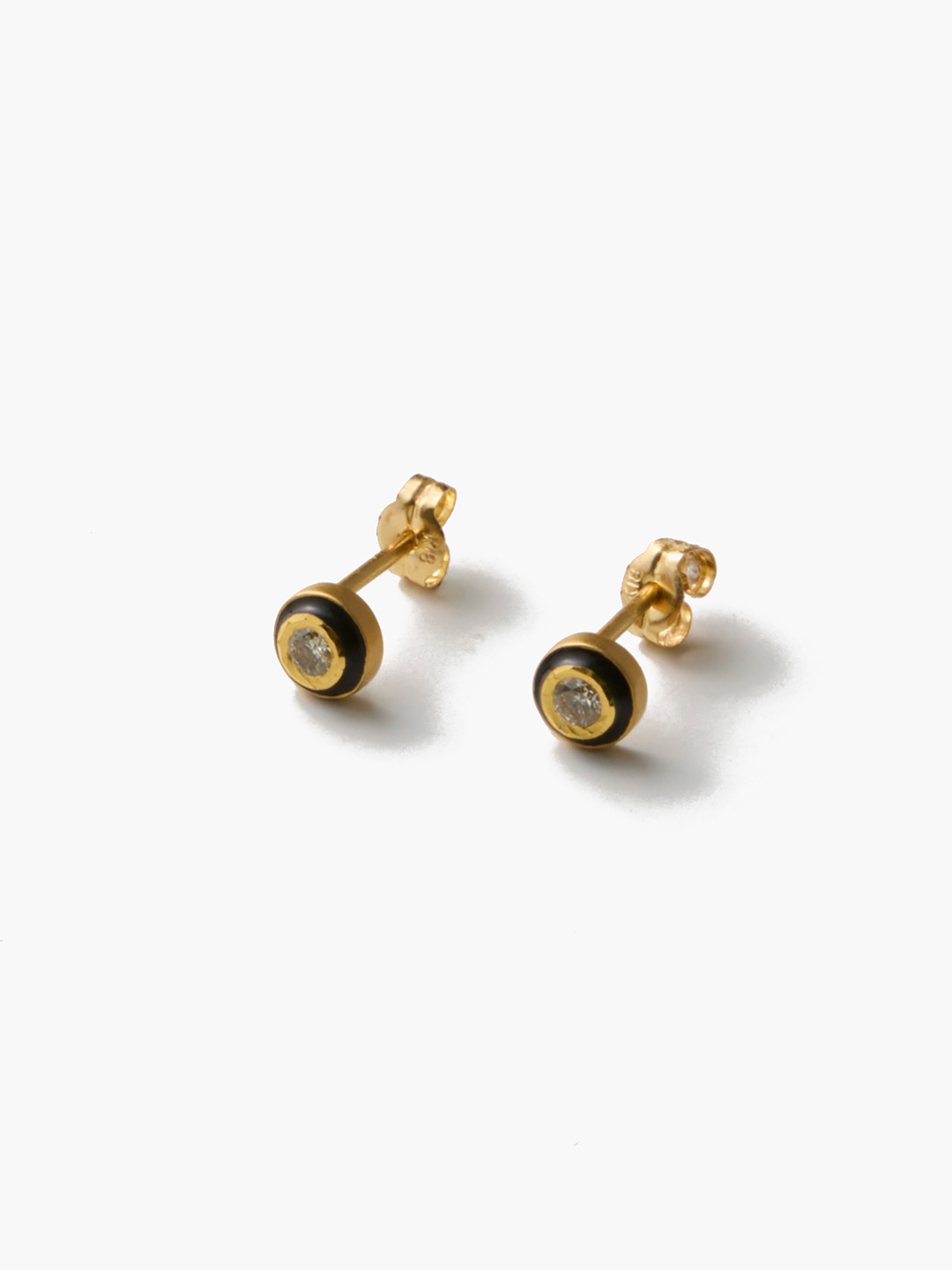 白露 K18 Diamond With Enamel Studs 【gm001】 - Yellow Gold