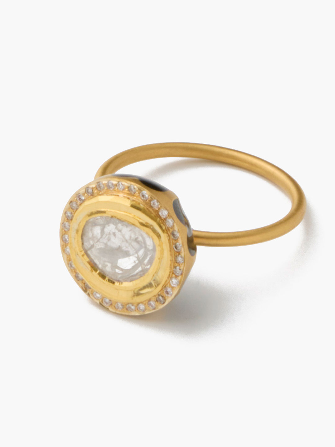 たまつゆ K18 Polki Diamond With Pave Ring 【sp007】 - Yellow Gold