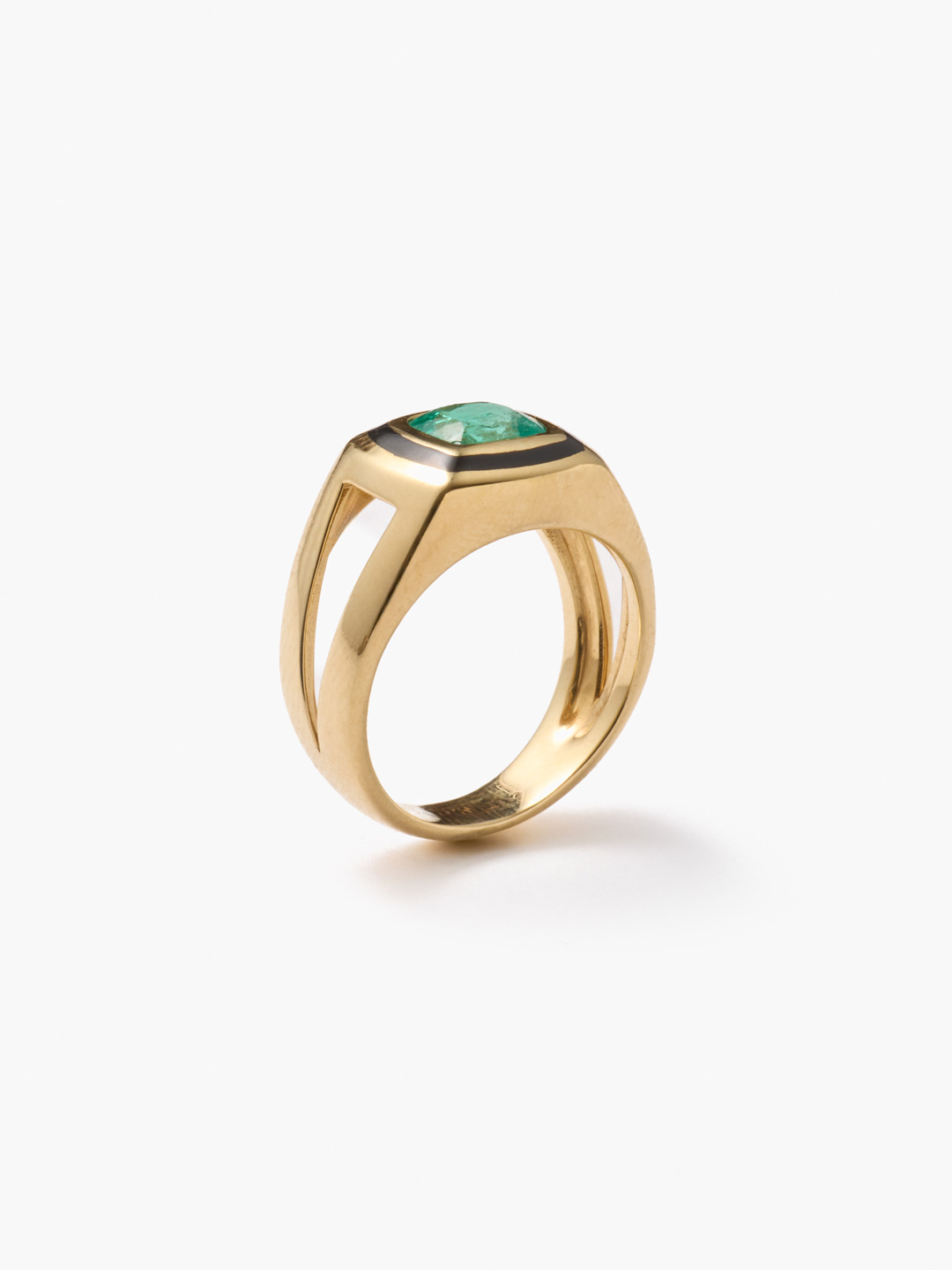 わかばえ K18 Emerald With Enamel Ring 【gm017】 - Yellow Gold