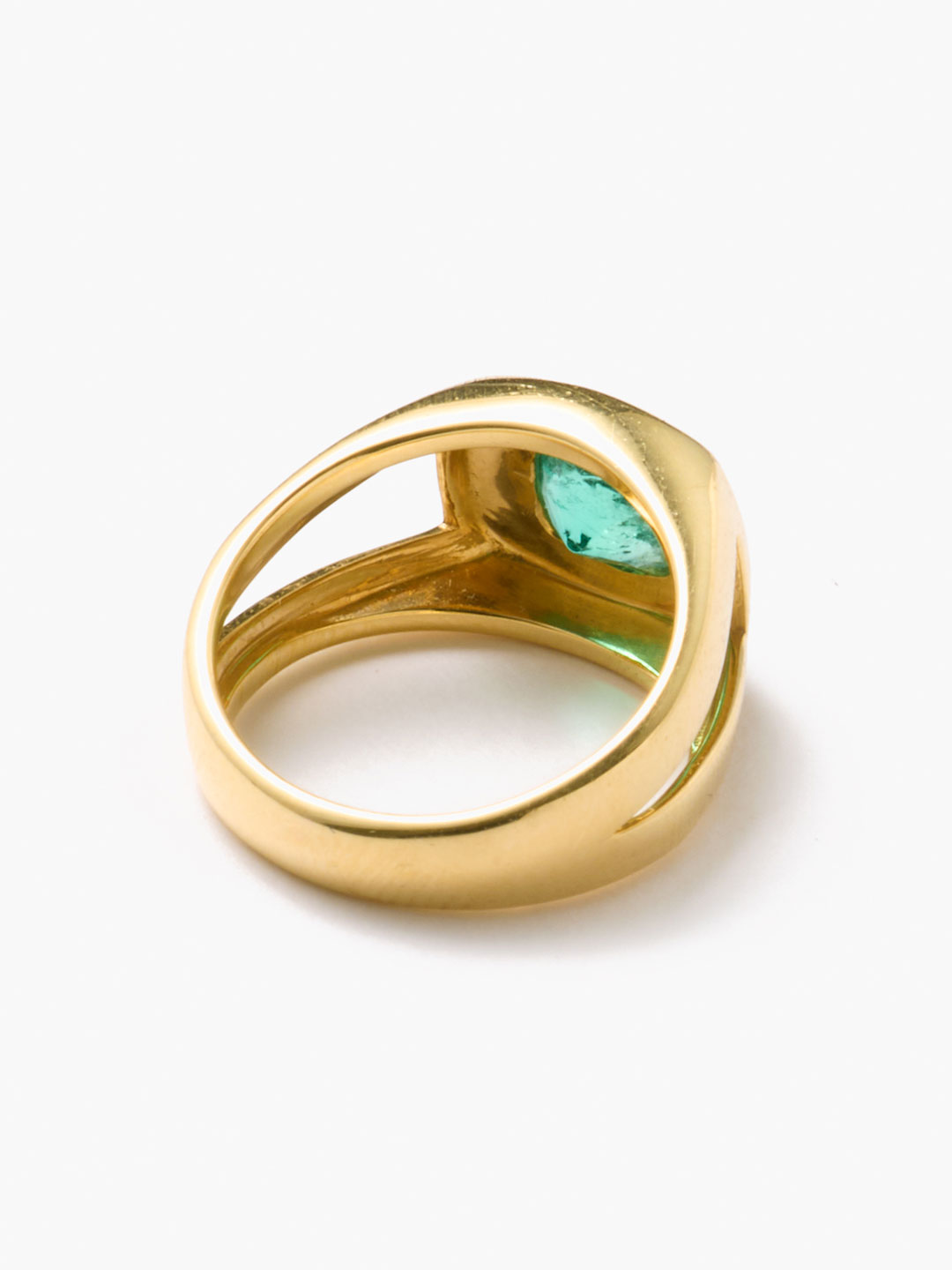 わかばえ K18 Emerald With Enamel Ring 【gm017】 - Yellow Gold