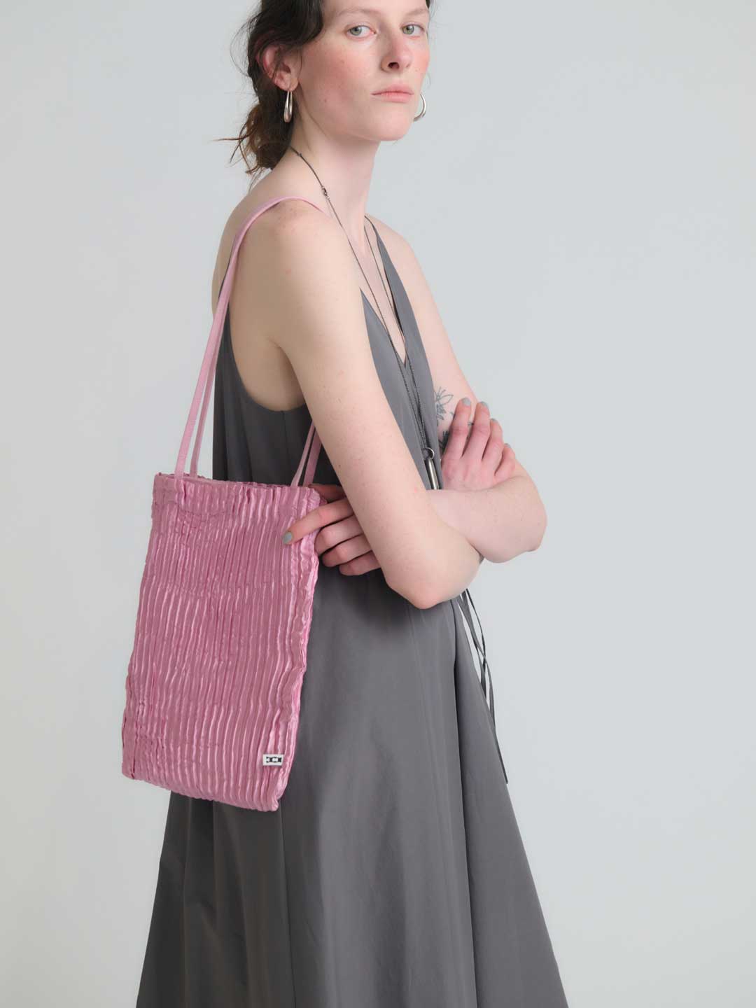 Plisse Satin Silk Bag - Pink