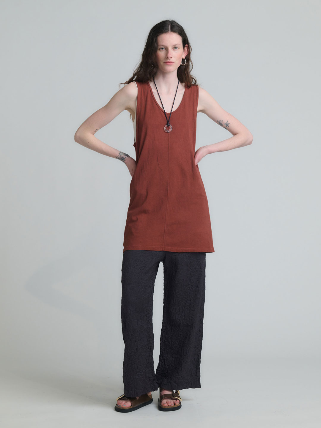 Crumpled Matte Silk Pants - Charcoal