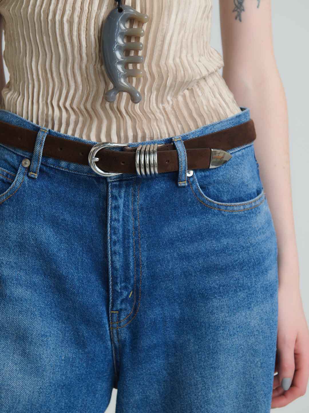 Hollyhock Suede Belt - Chocolate