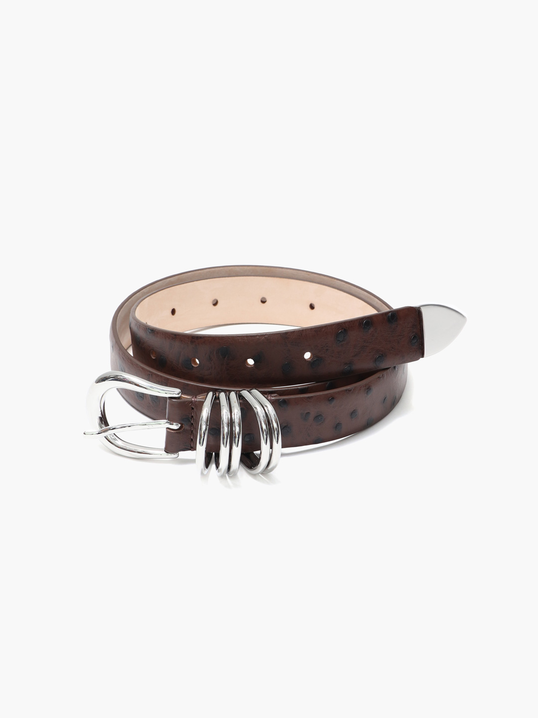Hollyhock Ostrich Belt - Brown