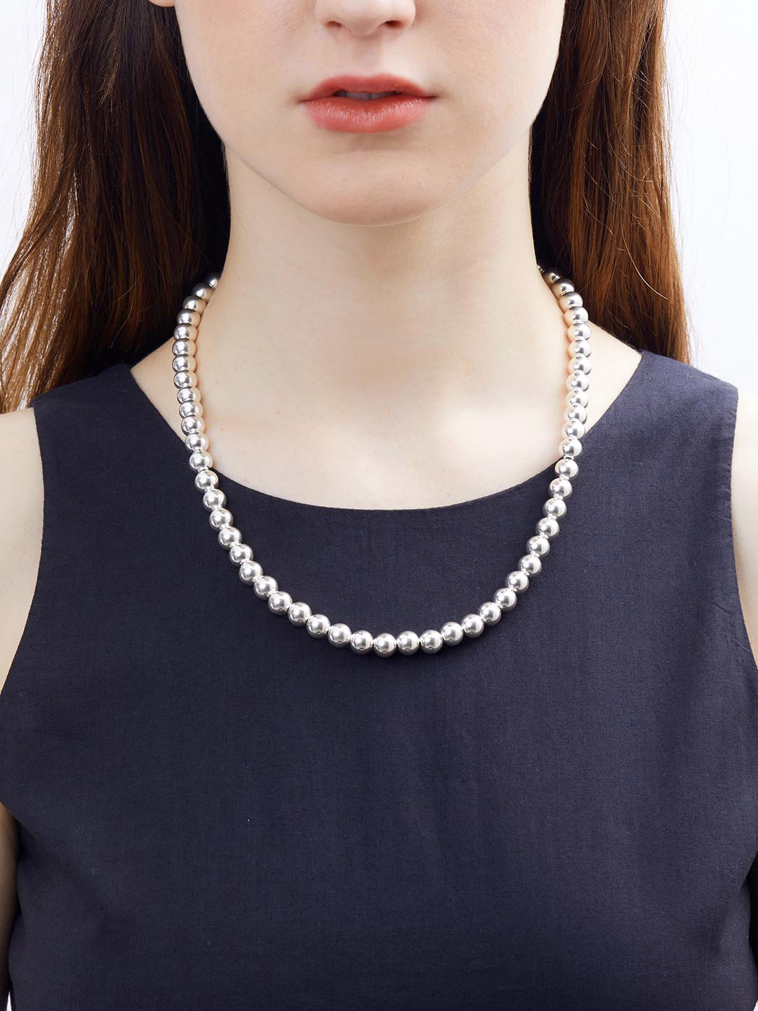8mm Ball Chain Necklace 50cm - Silver
