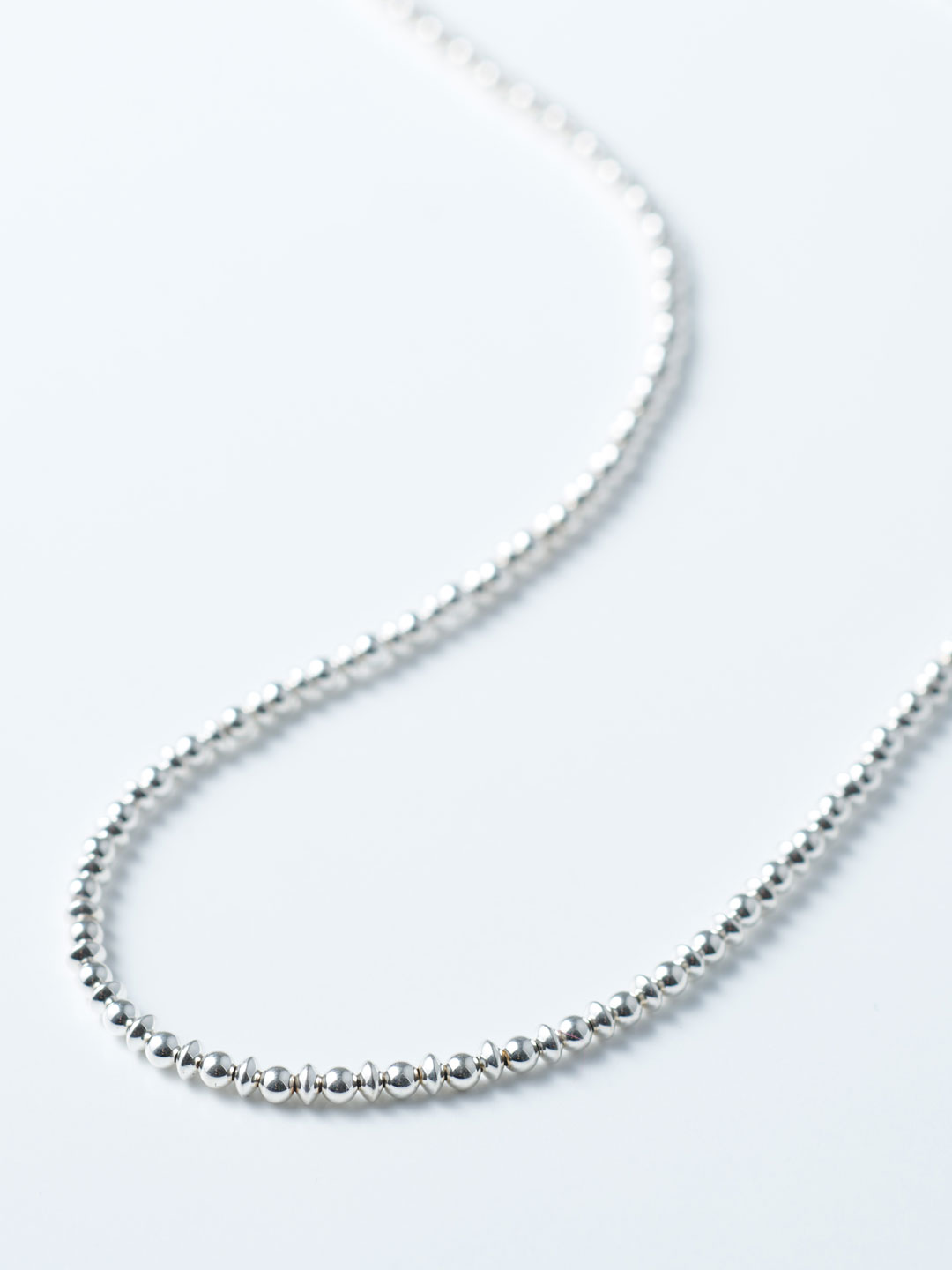 3mm Ball & Disc Chain Necklace 50cm - Silver