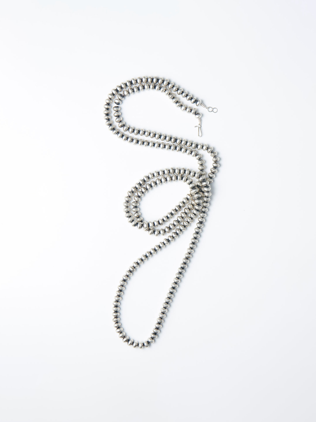 10mm Navajo Pearl Long Necklace - Silver