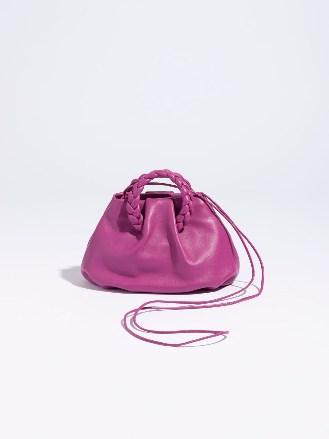 Bombon Small Plaited-handle Leather Crossbody - Raspberry