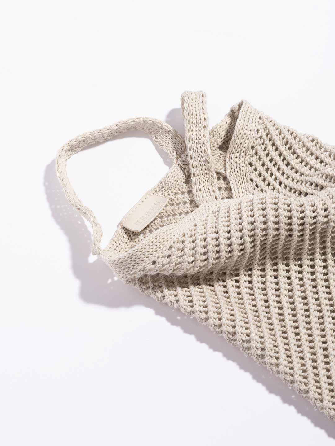 Fruita Packable Knitted Cotton Net Bag - Cream