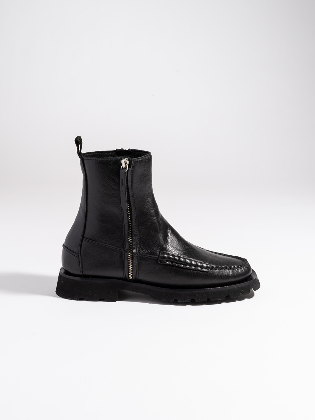 Melia Double-zip Shiny Leather Boots - Black