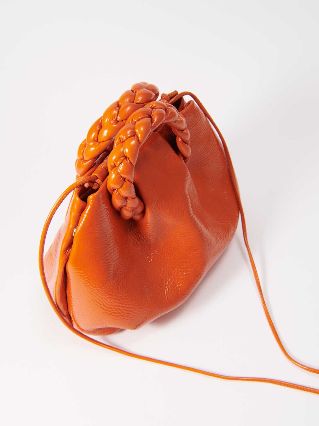 Bombon Crinkled Glossy Small Crossbody Bag - Orange