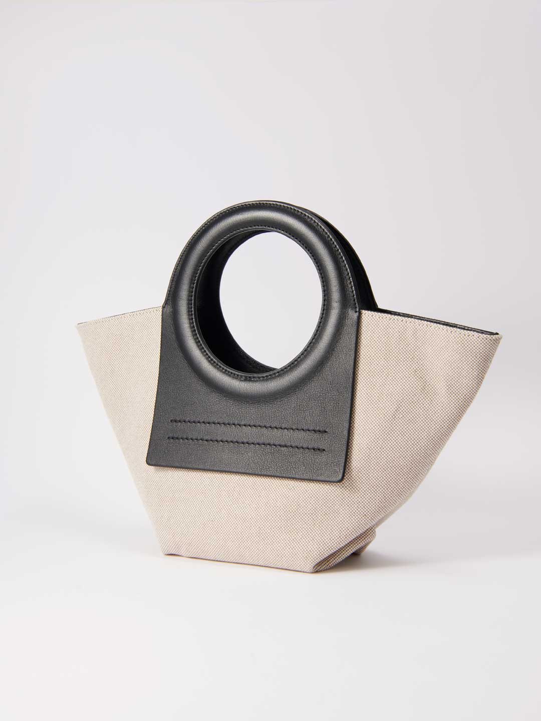 Cala Mini Canvas-Leather Tote Bag - Black