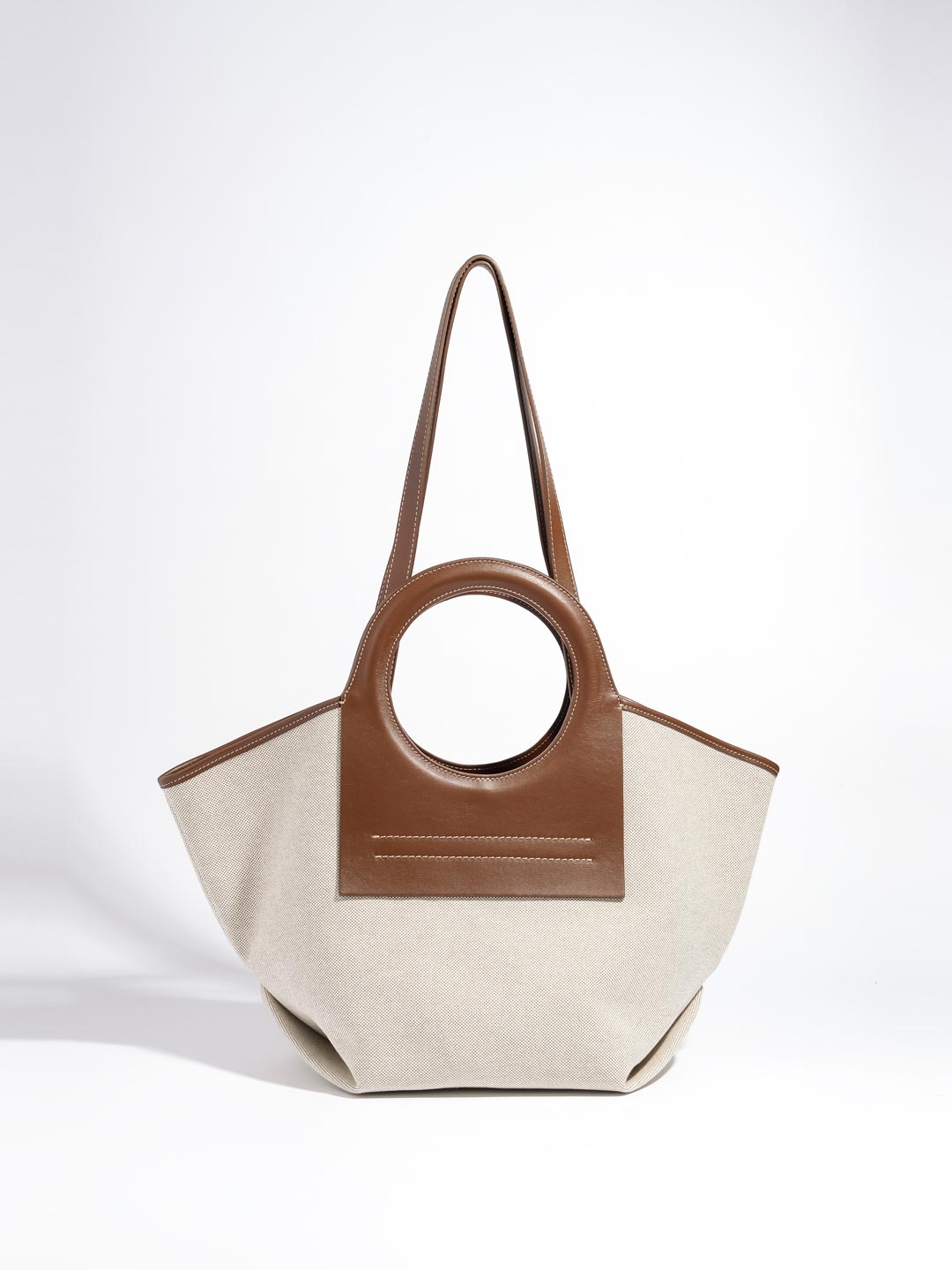 Cala Small Canvas-Leather Tote Bag - Chestnut