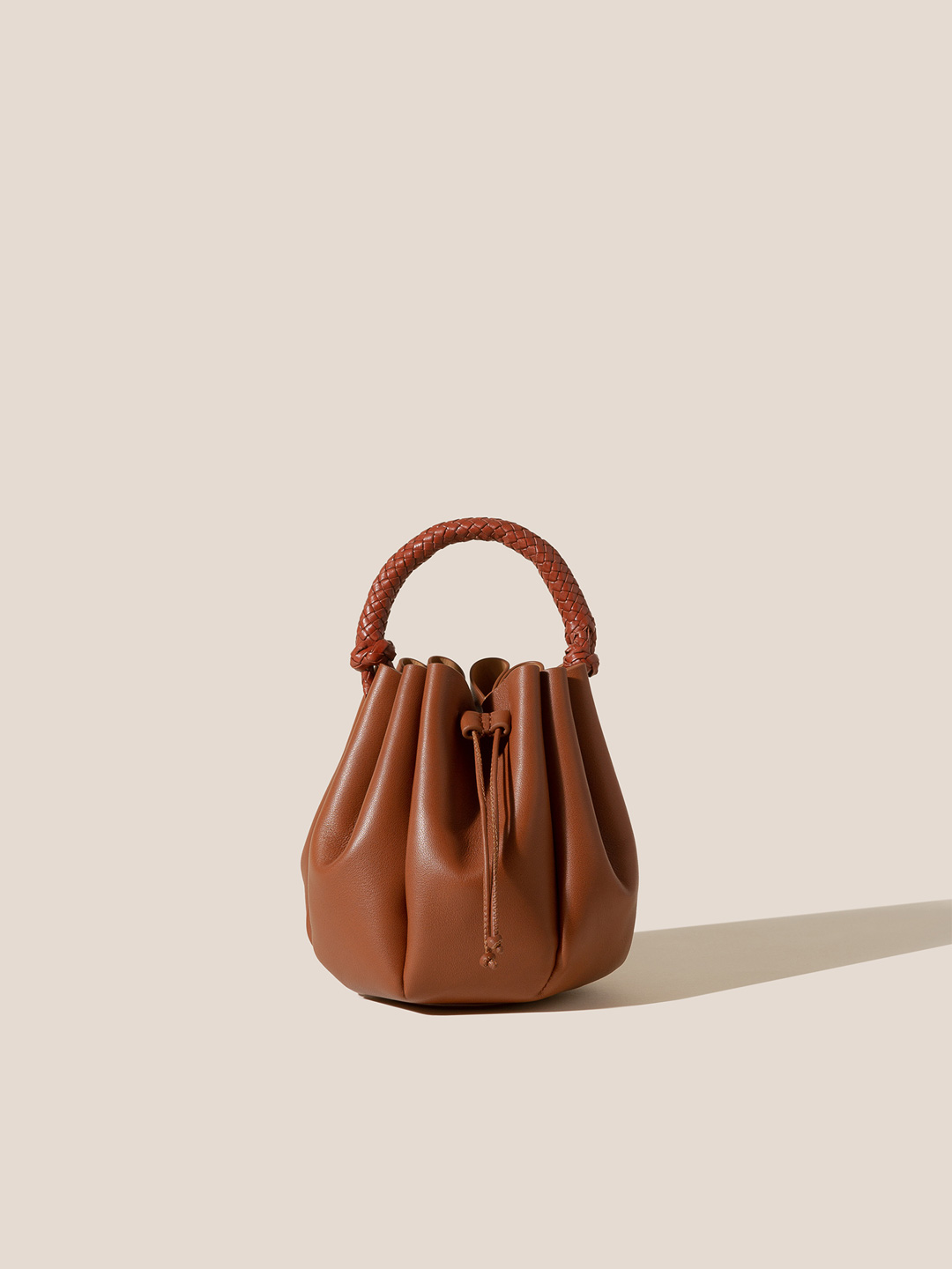 Molina Mini Gathered Bucket Bag - Chestnut