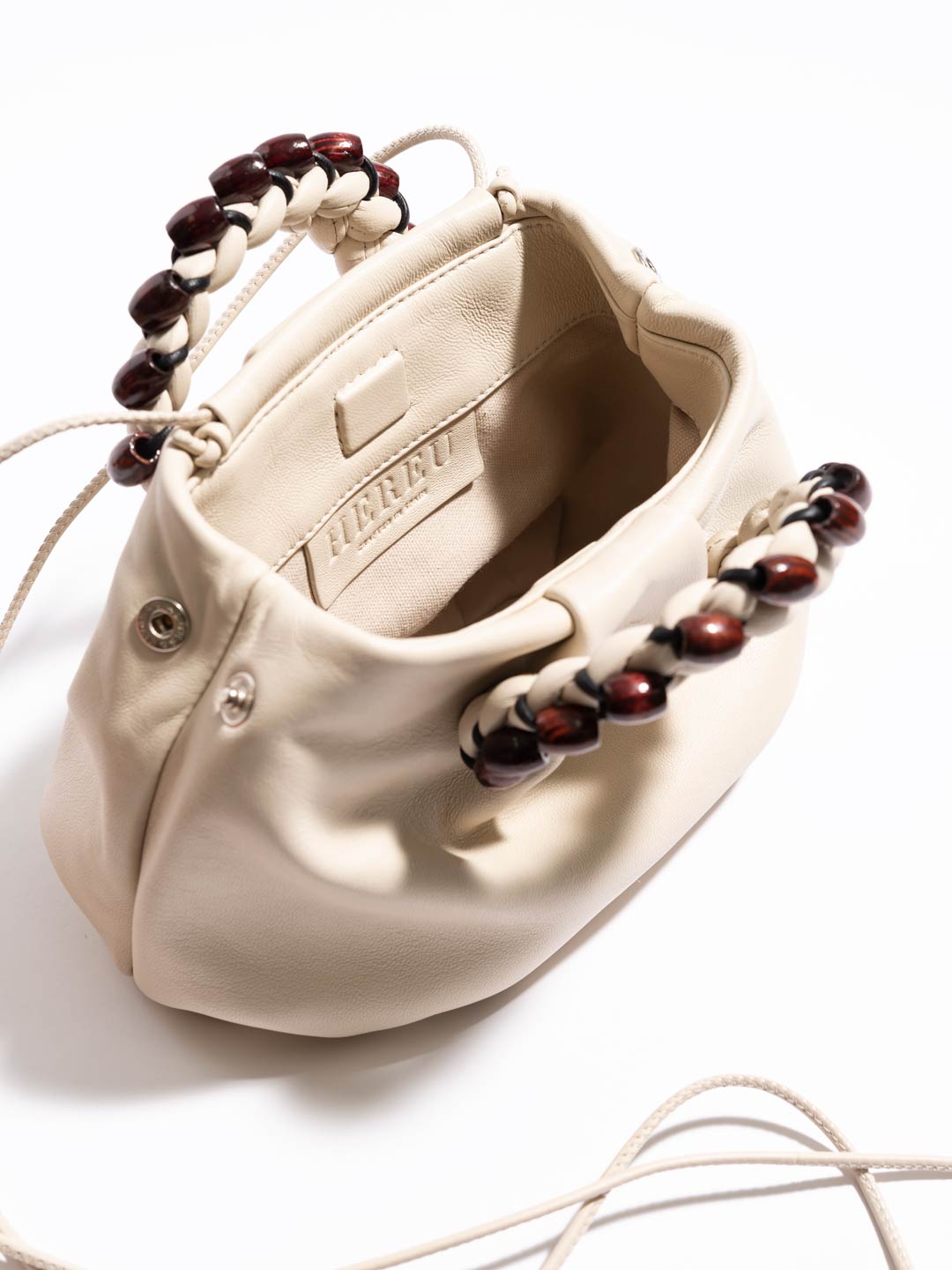 Bombon Beads Small Leather Crossbody Bag - Cream