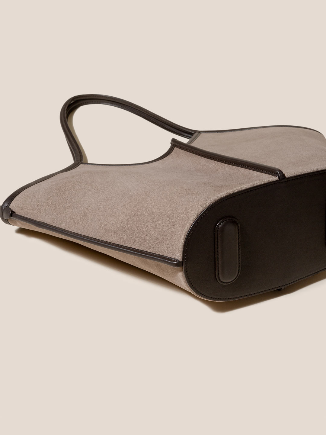CALELLA SUEDE - Calf Suede Tote Bag - Grey/Dark Brown