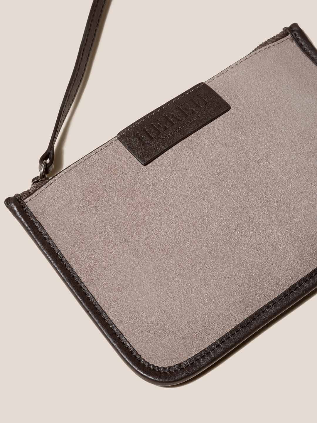 CALELLA SUEDE - Calf Suede Tote Bag - Grey/Dark Brown