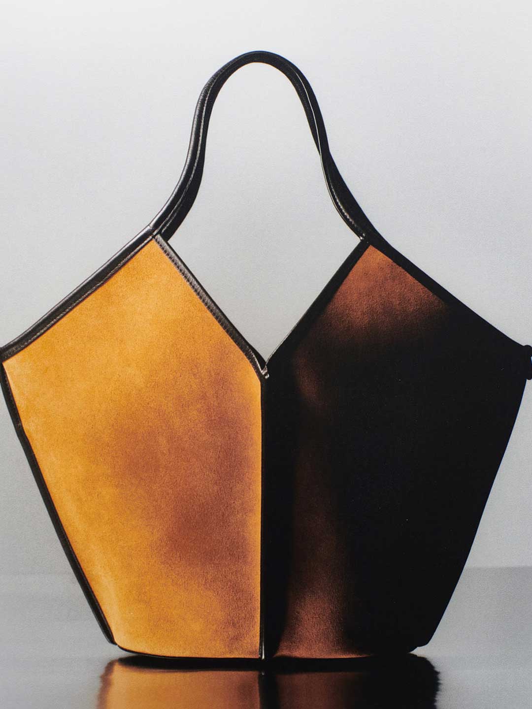 CALELLA SUEDE - Calf Suede Tote Bag - Tan/Dark Brown