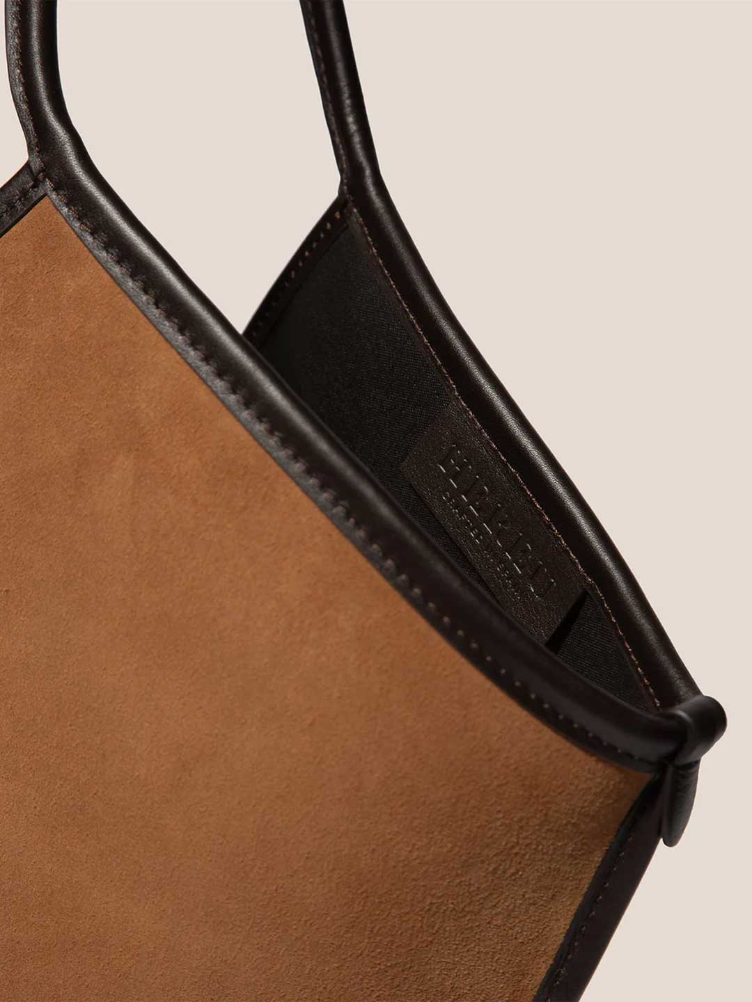 CALELLA SUEDE - Calf Suede Tote Bag - Tan/Dark Brown