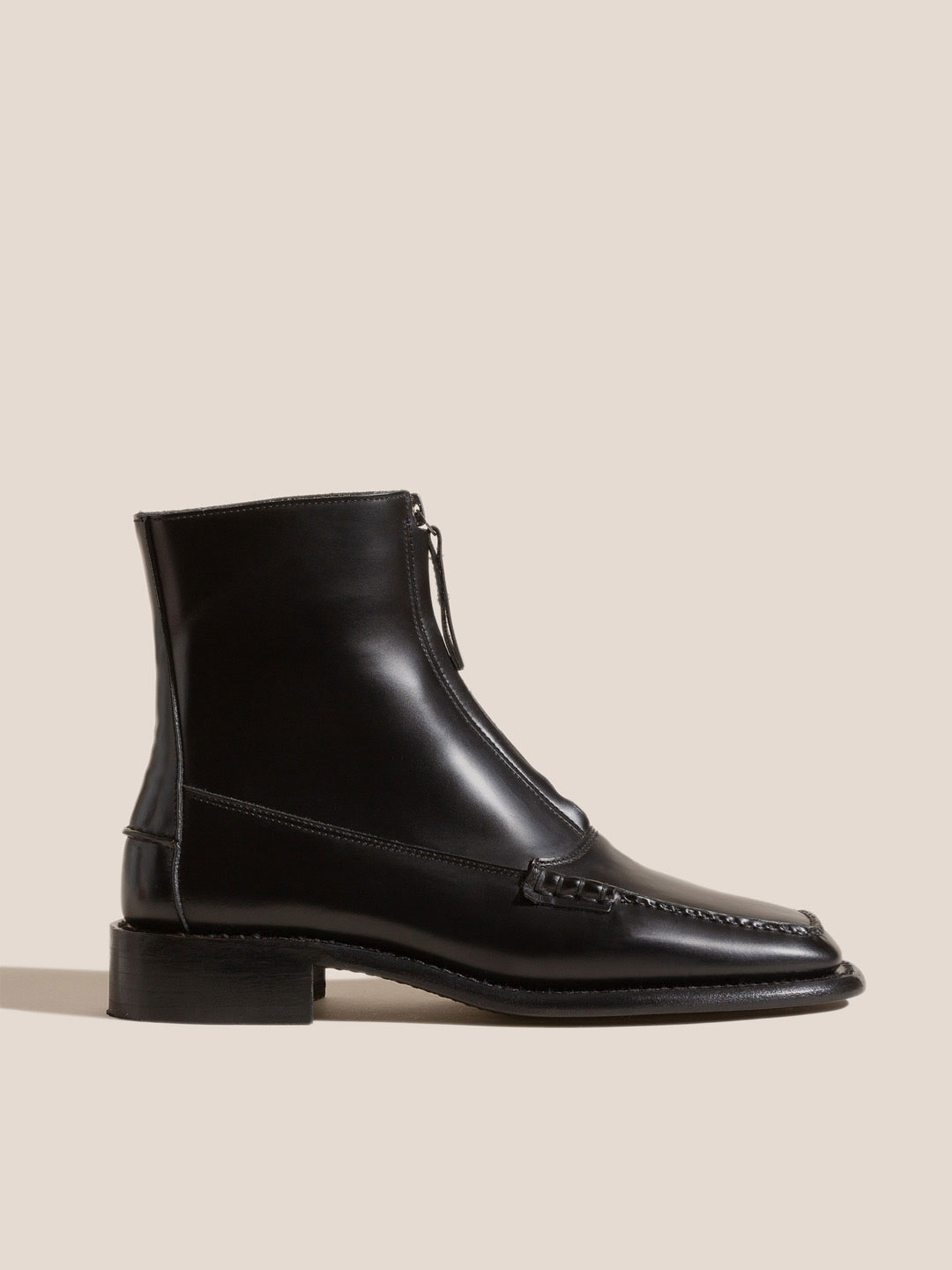 MALLERA - Square-Toe Low Zip Boot - Black
