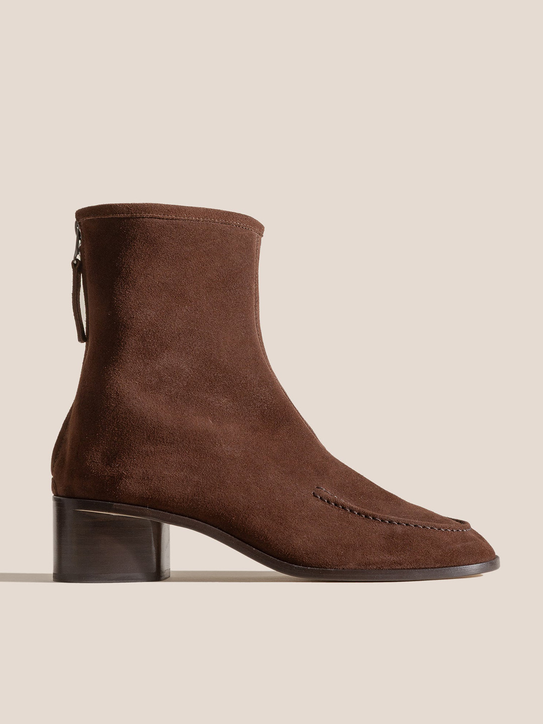 JULIOL BOOT CALF SUEDE HEELED - Soft Low-calf Boot - Dark Brown