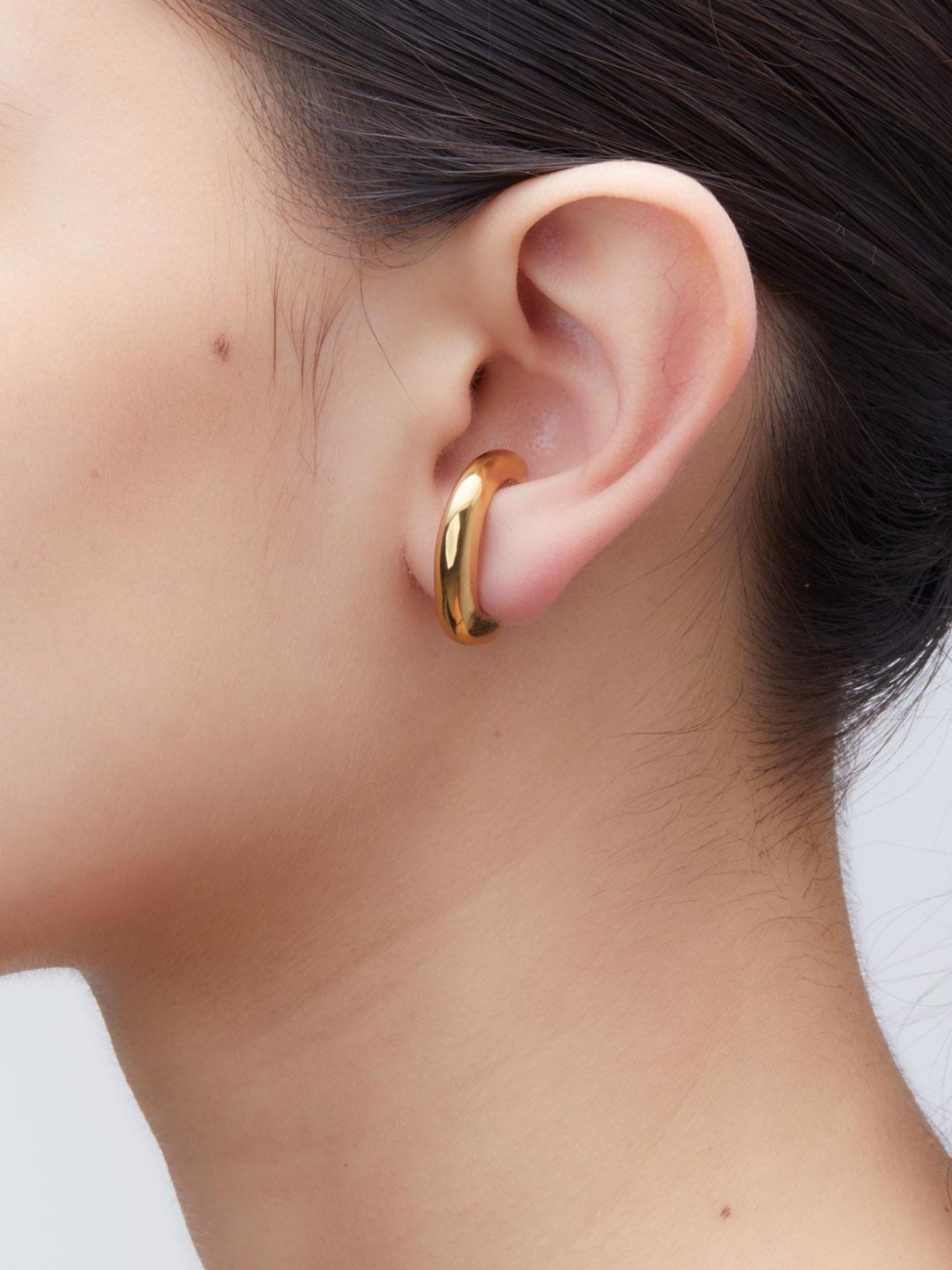 Lobe Hoop Pierced Earrings - Gold