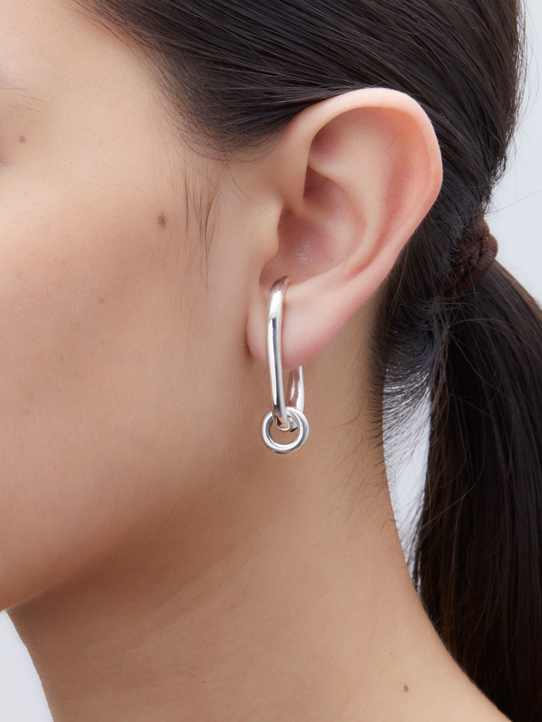 Oval Hoops Pierced Earrings - Silver