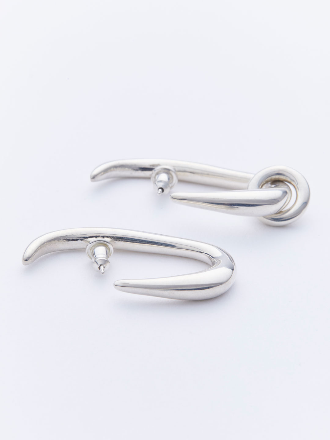 Oval Hoops Pierced Earrings - Silver