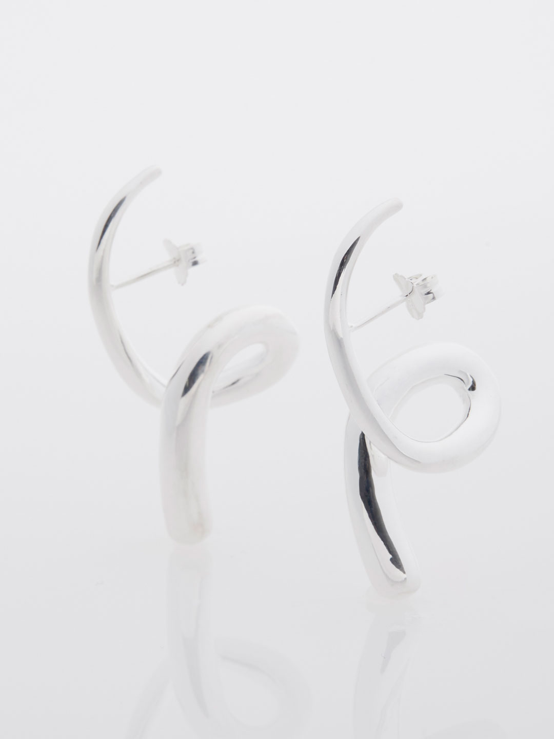 Twisted Pierced Earrings - Silver