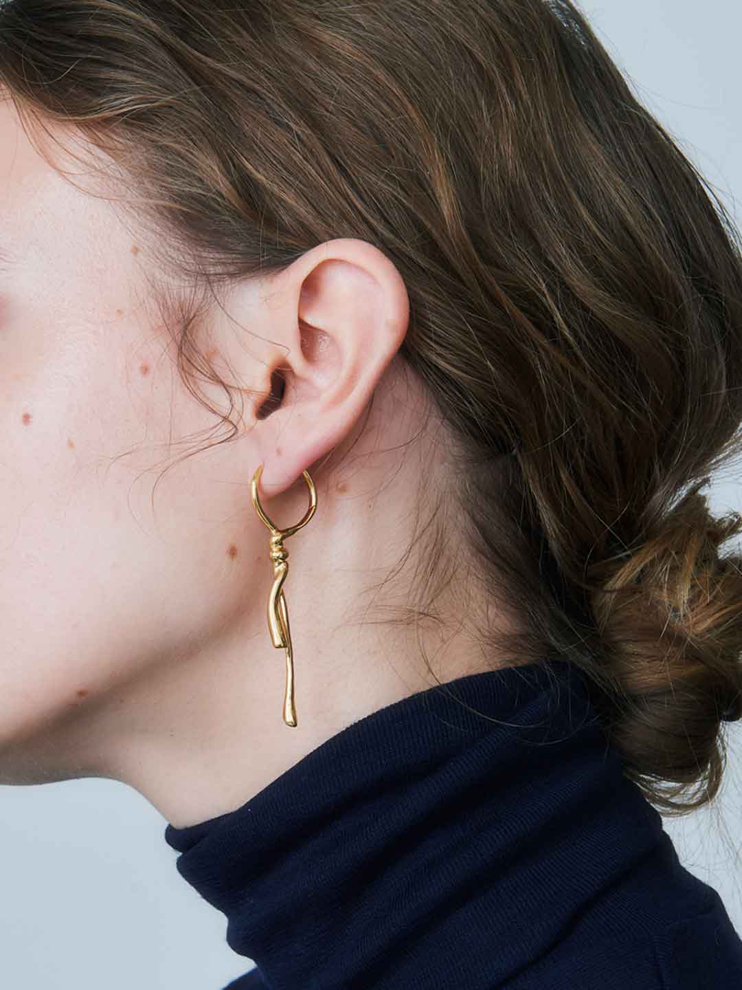 Cable Pierced Earring - Gold