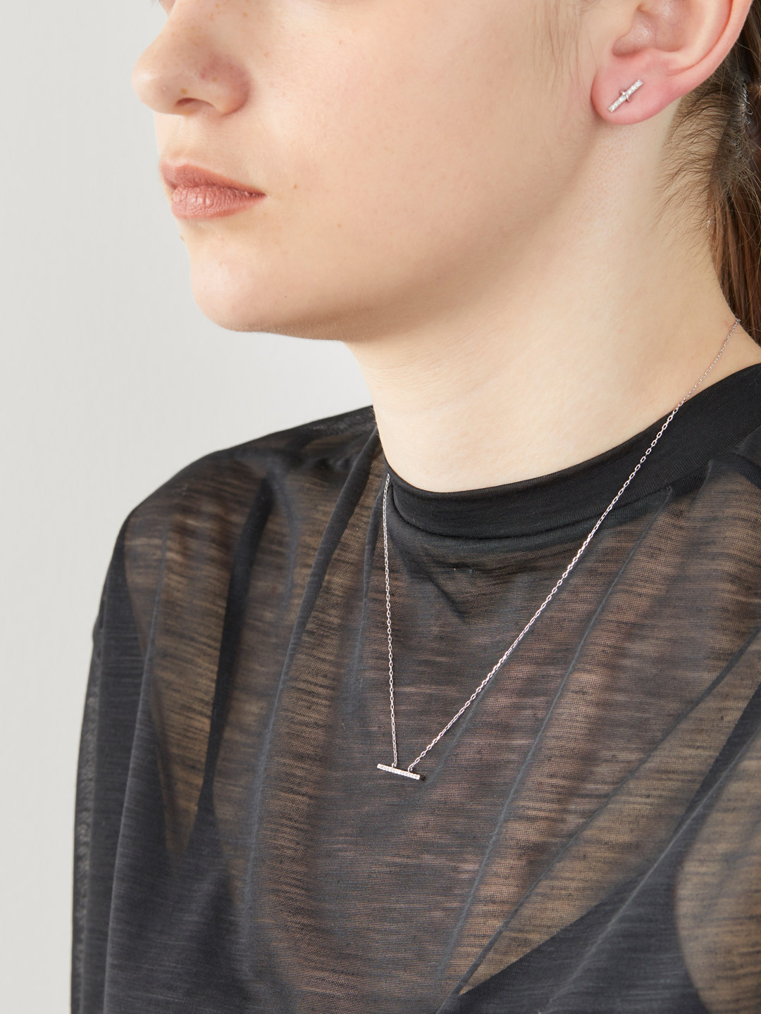 Trapeze Diamond Necklace M - White Gold