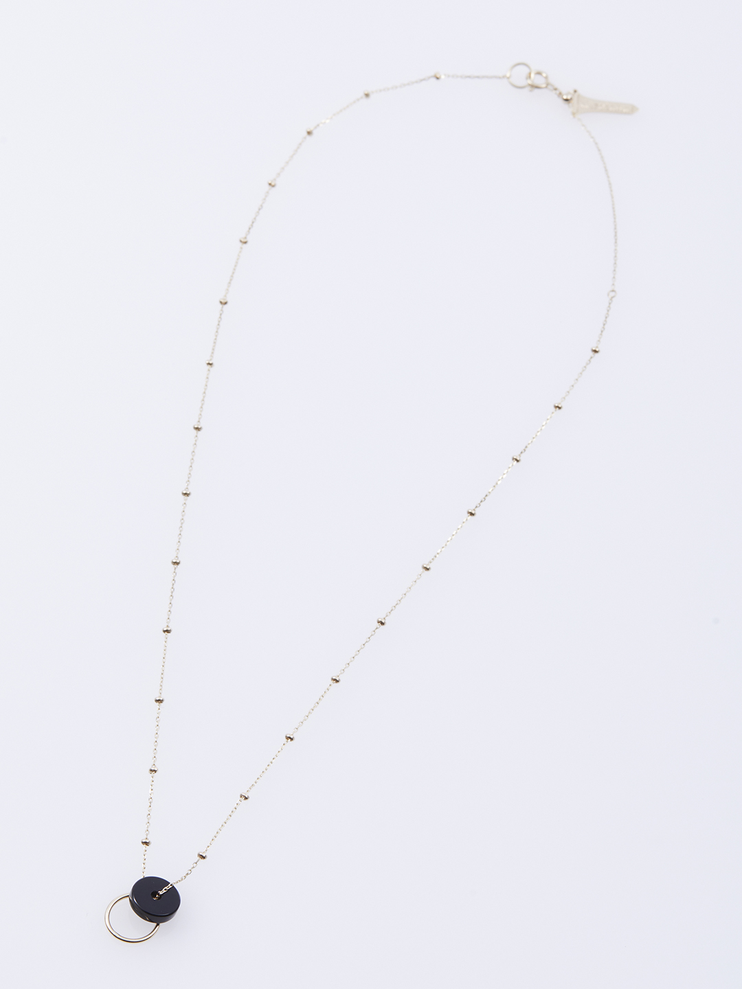Orbital Onyx Stud chain Short Necklace - Yellow Gold