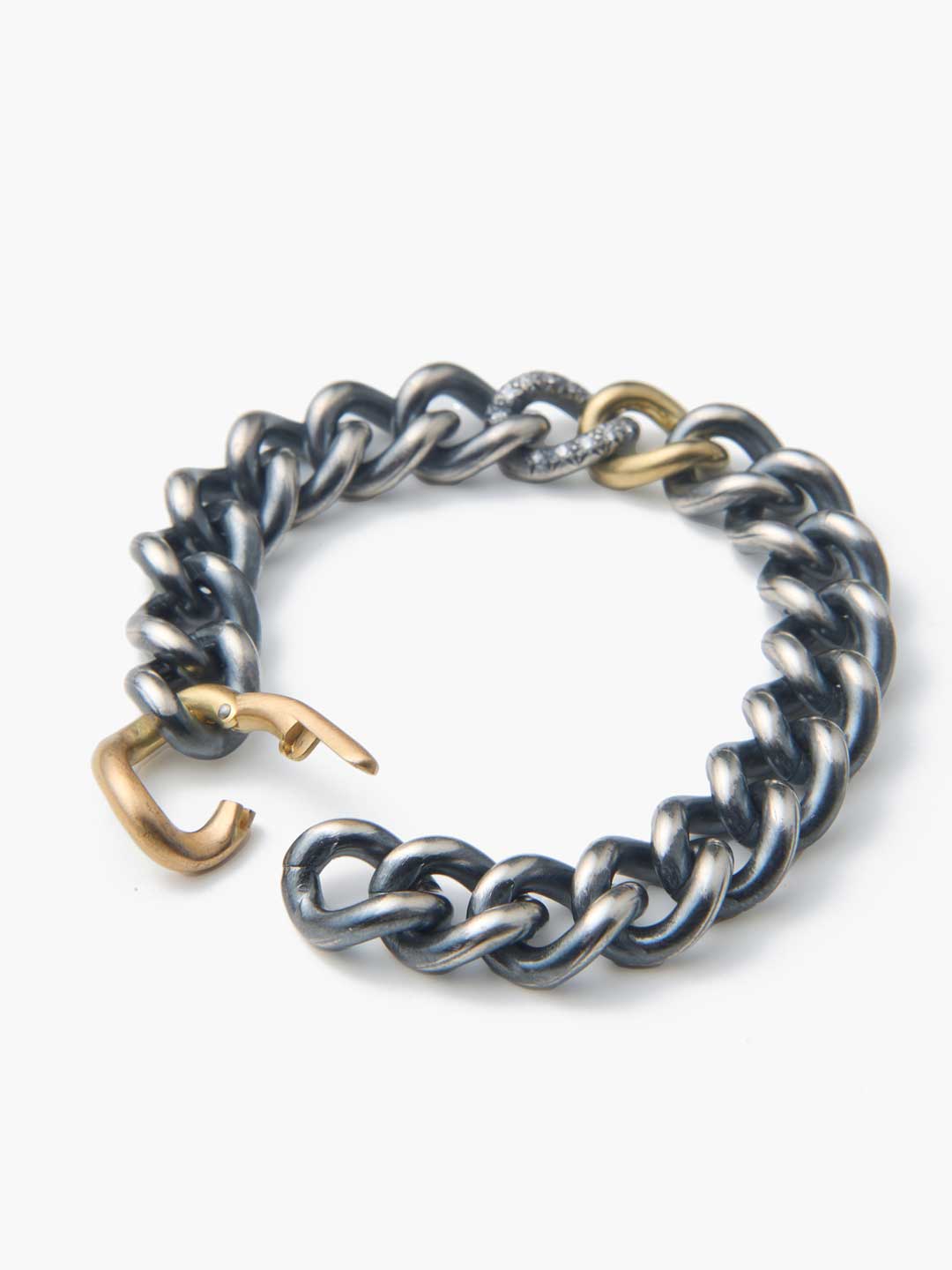 Humete Diamond Chain Bracelet Large Clasp 【et-BR65m】 / 3S  - Silver