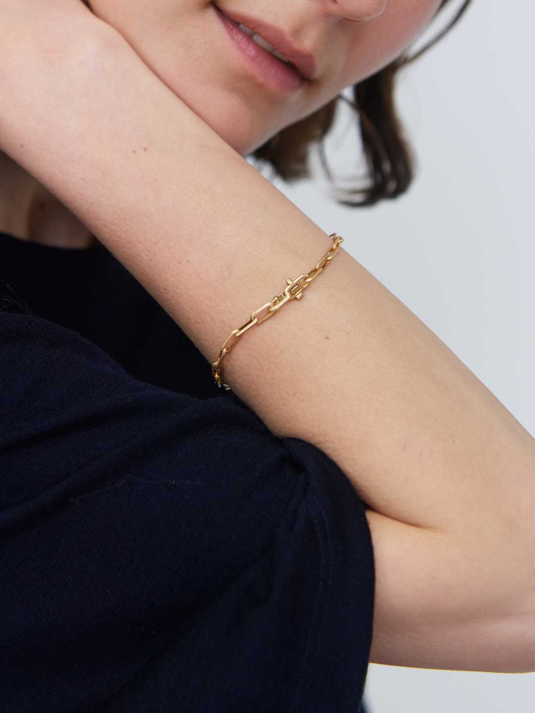 Deco Lace Chain Bracelet 【la-BR266-NC】 / M - Yellow Gold