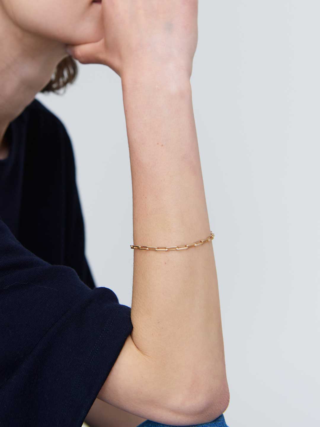 Deco Lace Chain Bracelet 【la-BR266-NC】 / M - Yellow Gold