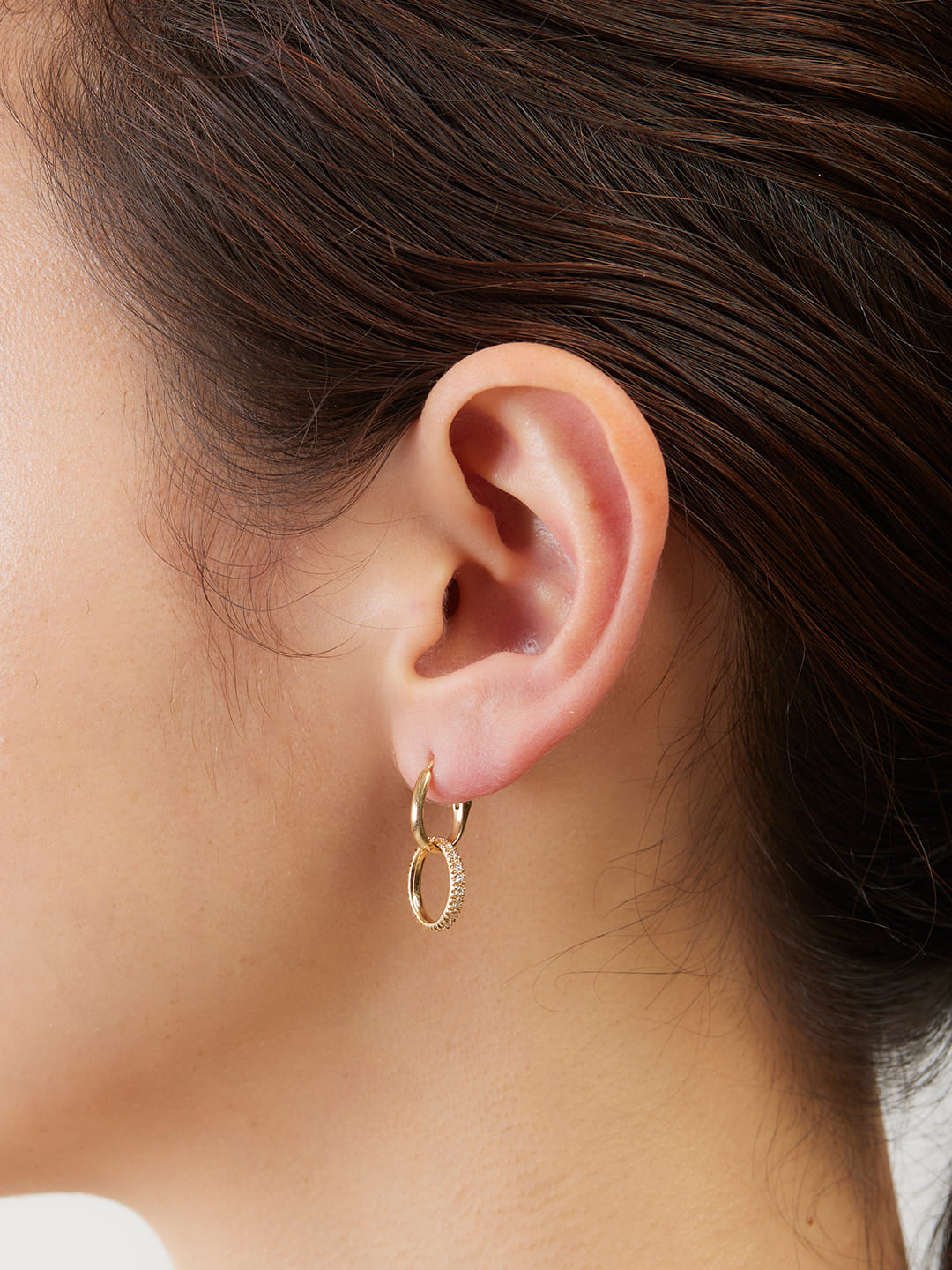 Marvelous Pierced Earring / Dia Upward x Plain Hook - Yellow Gold