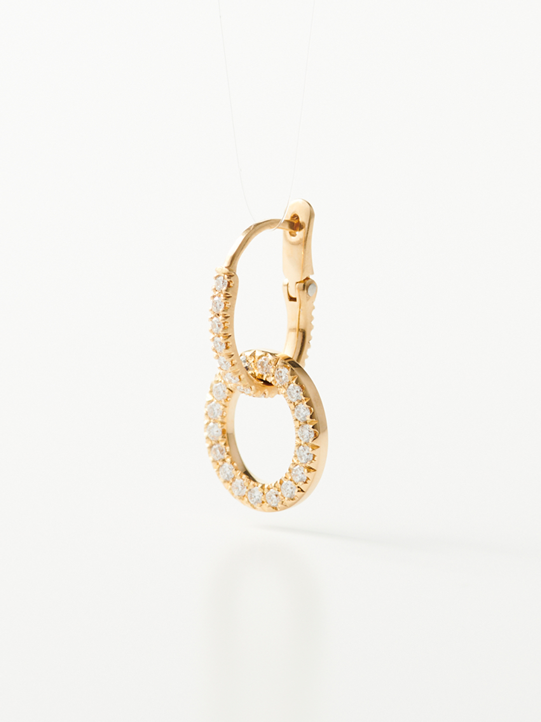 Marvelous Piereced Earring Diamond Charm Sideways×Diamond Hook【m-P8】- Yellow Gold