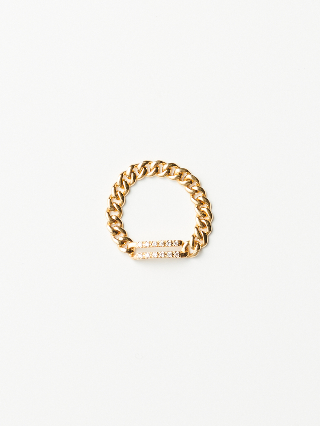 Two Lines Diamond Charm Ring【 tl-R2】  (#0～6) - Yellow Gold