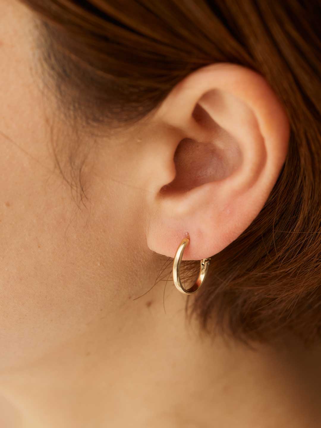 Large Arc Hoop Pierced Earring【A-P3-YG】 - Yellow Gold