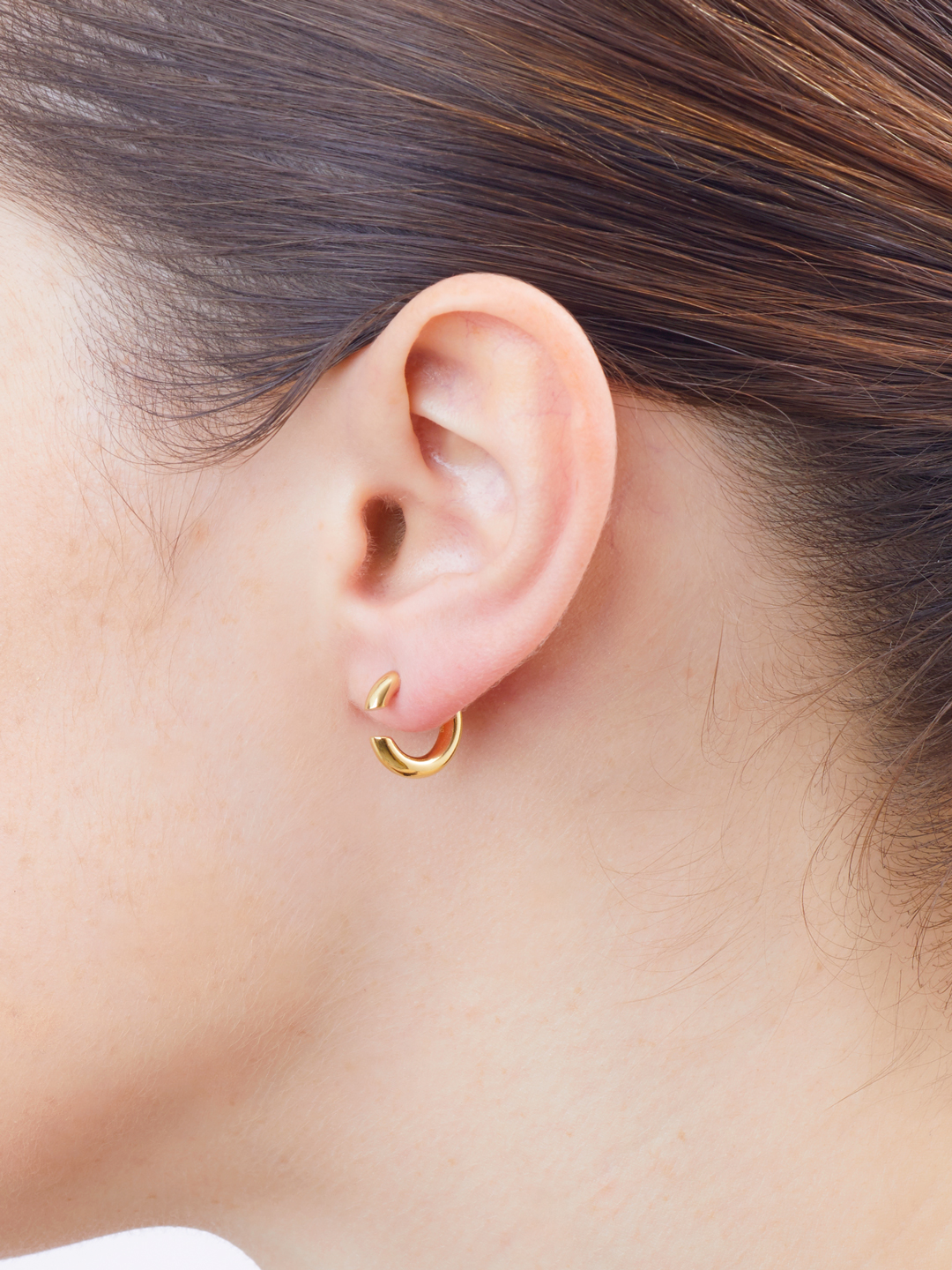 Disrupted 14 Pierced Earring - Yellow Gold