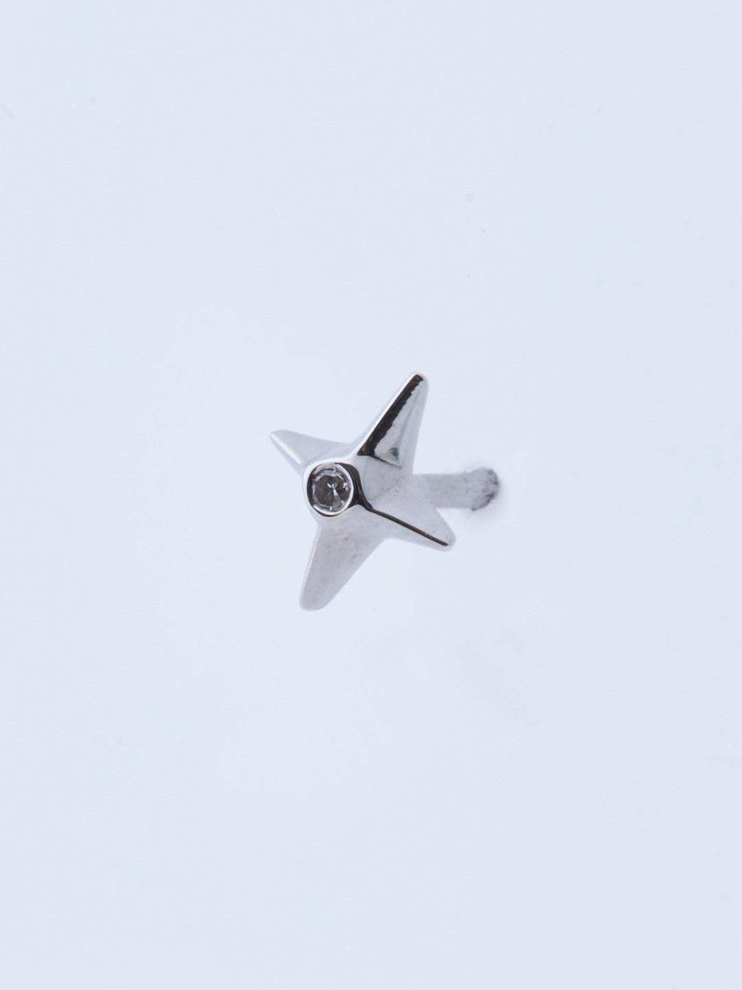 Diamond Star Stud Pierced Earring - White Gold